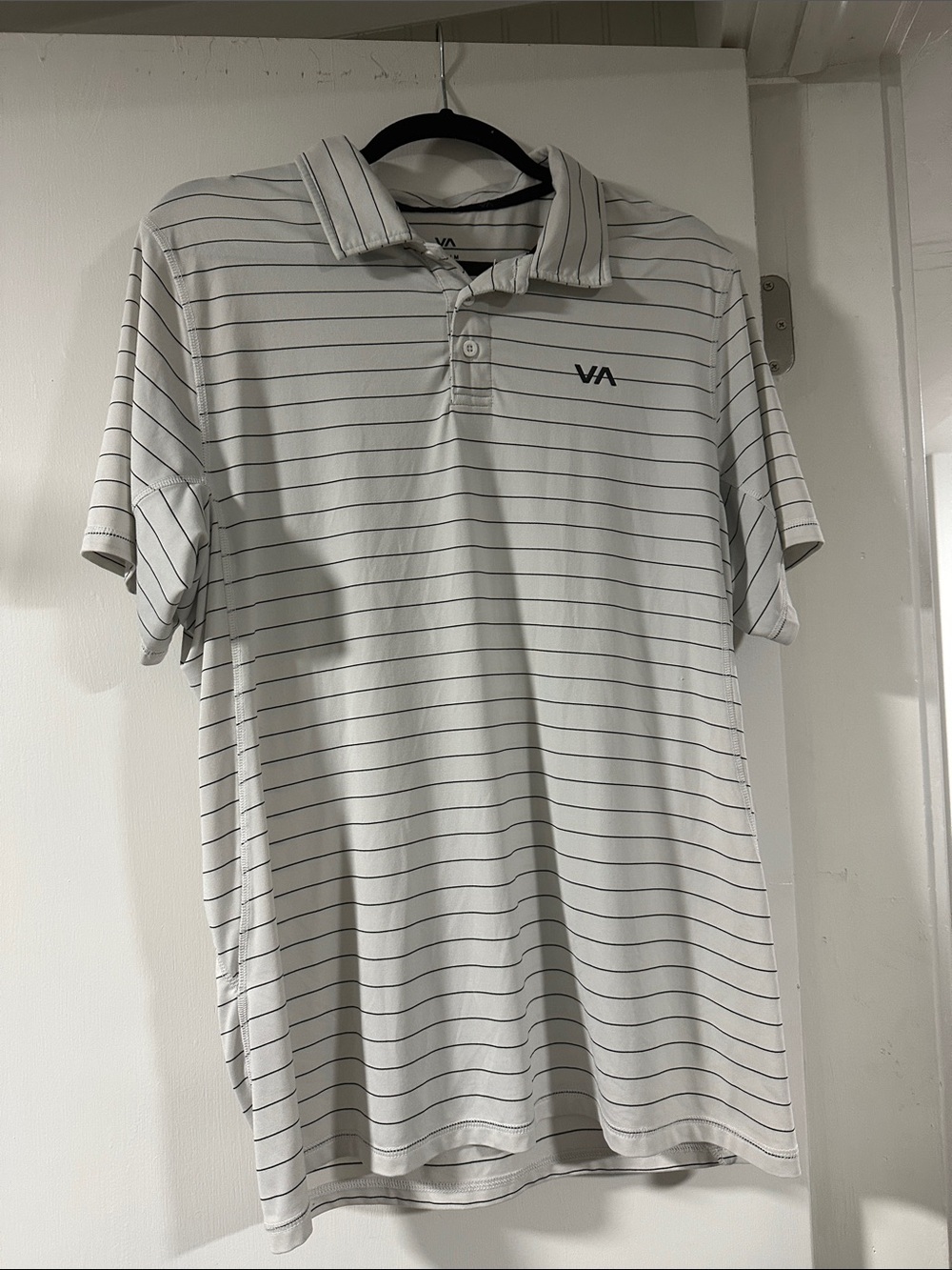 RVCA White-grey Polo with Thin black Stripes 056